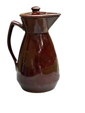 Vintage Redware Lidded  Jug Carafe Brown Glaze Made in Japan 9inch picture