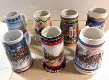 Lot of 7 Vintage Budweiser Christmas Holiday Steins 1989-1998 Clydesdales (4 NIB picture