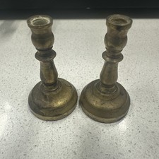 Pair Vintage Brass Mini Miniature Candlesticks Doll House 1.5
