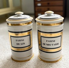 Set 2 rare Vintage antique porcelain Glass Apothecary Chemist bottles victorian picture