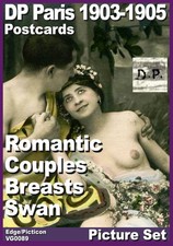 D.P. Paris Postcards Romantic Couples Breasts Swan VG0089 (23 Files) picture