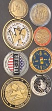8 pcs US Military Challenge Coins  Including 2 Foreign Coins picture