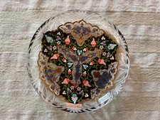 Vintage Pasabahce Boutique 24k Gold Crystal Optical Plate Velvet Gift Box 1991 picture