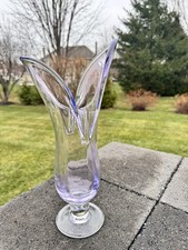 Vintage Blown Glass Jack-in-the-Pulpit Vase Lavender Tint 14” Handcrafted picture