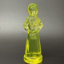 Vintage Vaseline Uranium Glass Degenhart Colonial Doll Priscilla Figure picture