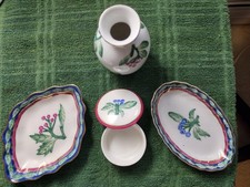 1998 National Wildlife Federation Trinket Porcelain Set: flower vase, mini trays picture