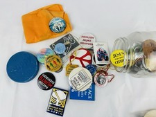 VTG Marching Activist Pin Lot Buttons 40+ Equality Anti Nukes War Peace Religion picture