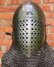 Hounskull Bascinet Helmet Medieval Knight Visored Steel Armor LARP Reenactment picture