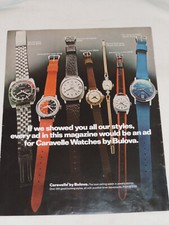 1972 CARAVELLE WATCHES BY BULOVA Large Format Full Page Color Print Advert picture