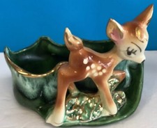 Vintage Little Fawn Deer Planter 18K Gold Trim picture