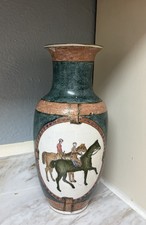 Vintage WBI Hand Painted Chinese Porcelain Equestrian Vase with Jockey and Horse picture