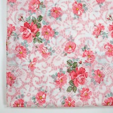 Vtg Seersucker Flower Fabric Floral Dressmaking Yardage 45x100 Pink Roses picture