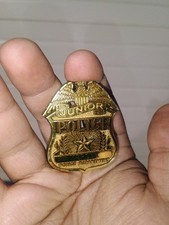 Merced, California Junior Police Department Badge, Gold Tone Plastic 2.25