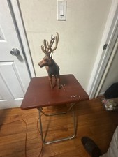 Vintage Handcrafted Leather Elk Deer Figurine Statue with Antlers picture