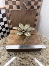Vtg Andrea by Sadek Brass Lotus Flower Candle Holder 6 Removable Petals MCM picture