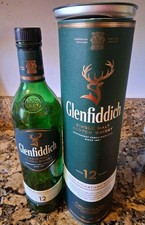 🤩 Glenfiddich 12 Scotch/ Whiskey EMPTY BOTTLE with box, 750ml Look picture