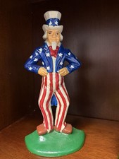 Vintage Cast Iron Uncle Sam Door Stop Hand Painted Gorgeous picture