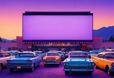 Vintage Drive-In Theater at Twilight - Retro Americana Print picture