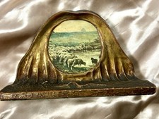Vintage Pastoral Sheep Single Bookend Gold Gilt Gesso Cottage Decor picture