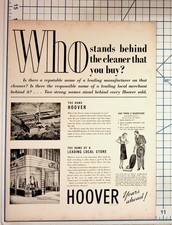 Vintage Hoover Vacuum Cleaner Ad 1930s-40s Factory Store Illustration Ephemera picture