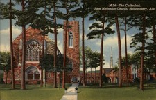 First Methodist Church Montgomery Alabama ~ 1940s linen postcard picture
