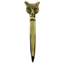 Heavy Solid Brass Fox Head Letter Opener Envelope Knife Hunting Desk Accessory picture
