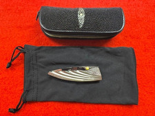 STUNNING CUSTOM KOJI HARA STIPPLED BIRD WING HI-POLISH STEEL LINER LOCK (171) picture