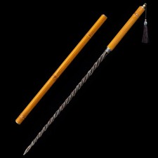 Bamboo‑Zhong Bian Chinese Staff Sword Manganese Steel Blade Carbon Steel Shaft picture