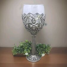 Vintage Pewter Celtic red wine Goblet 1998 Glass And Metal Irish Cup Chalice  picture