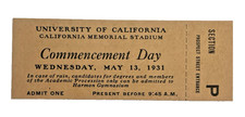University of California 1931 Commencement Ticket Admission picture