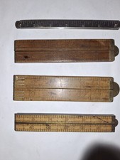 Lot of 4 Antique Folding Rulers Stanley Boxwood Brass No 70 & 62, Rabone & Sons picture