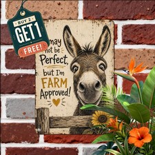 Funny Farm Donkey Humor Metal Sign Rustic Barnyard Livestock Tin Plaque picture