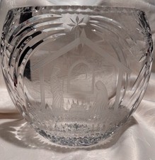 Stunning Waterford Crystal Nativity Holy Family Oval Vase with Original Box picture