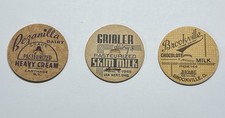 Authentic Vintage Cardboard Milk Bottle Pull-Tab Caps Lot Of 3 (Y—22) picture
