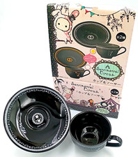 2011 Sentimental Circus Shappo NFS Black Tea Cup Saucer Set San-X Goth Kawaii picture