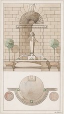 Izabel M. Coles Wall Fountain Design 1910s Vintage Architecture Reprint picture
