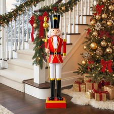 48in 4FT Tall Life-Size Christmas Nutcracker with Scepter Red Holiday Decor picture