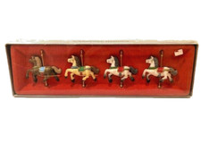 Vintage 1982 Enesco CAROUSEL HORSES Set of 4 Christmas Ornaments  picture