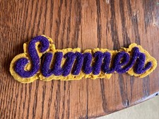 VINTAGE Sumner HIGH SCHOOL VARSITY Sports LETTER FELT PATCH 6” Purple Gold WA picture