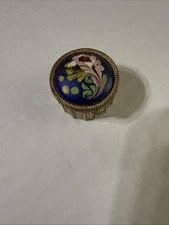 Vintage Estee Lauder Youth Dew Solid Perfume Blue Enamel Compact Hinged picture