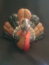 1980's Hobbyist Ceramic Turkey Thanksgiving Hand Painted Table Decor Polka Dots picture