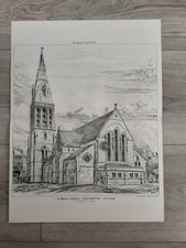 Antique Print Southampton St Mary's Church Architecture 1877 picture