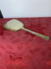 Antique Vtg Hand Held Mirror Goldtoned 1950’s Art Deco Shabby Chic Vanity Decor picture