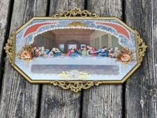 DaVinci's Last Supper Deco Ornate Brass Tone Metal Frame 14