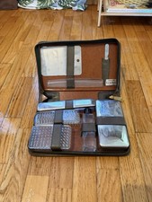 Vintage Mid-Century Men's Leather Travel Grooming Kit - 13-Piece Shaving Set picture