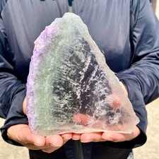 273G Natural beautiful Rainbow Fluorite Crystal Rough slices stone specimens picture