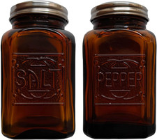 Depression Style Glass Salt and Pepper Shakers (Amber) picture
