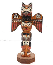 Alaska Black Diamond Fog Woman Carved Totem Figure Signed Patrick Seale 8.75