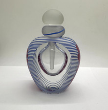 James Clarke Mod Abstract Blown Art Glass Perfume Bottle 1982 Signed UV Reactive picture