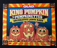 VTG Glad Pumpkin Decorative 13 Gallon Leaf / Lawn Bags, 2 Bags, Opened Halloween picture